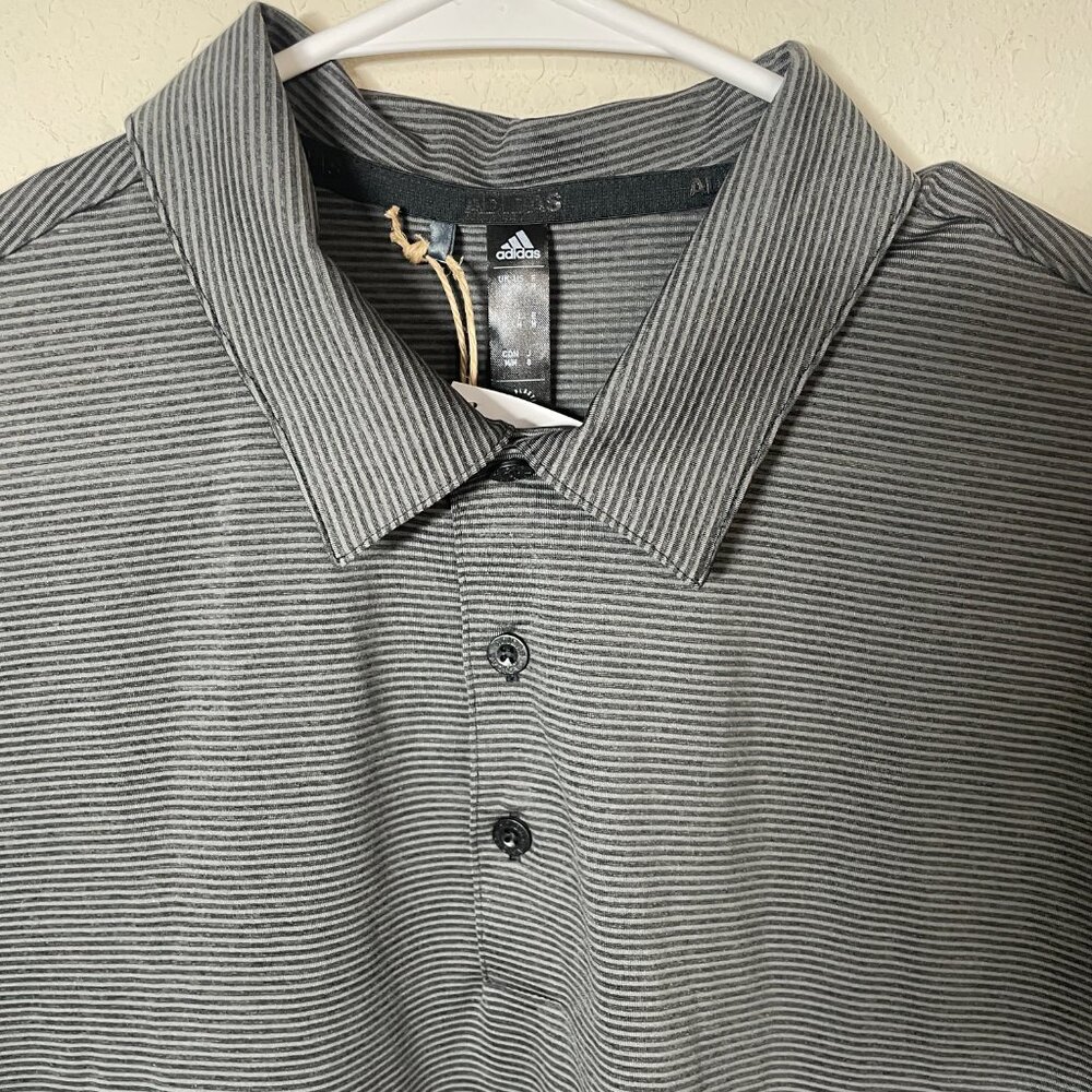 Adidas Mens Medium Polo Golf Shirt Stretch Performance Grey Collared NWT New - Picture 3 of 4